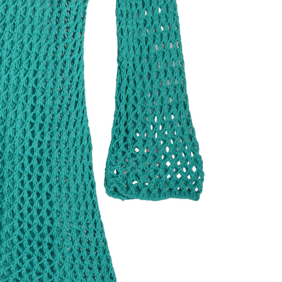 Wooden Ships Tunic Pullover Sweater Womens Small Green Open Knit Cotton Blend - Picture 4 of 9